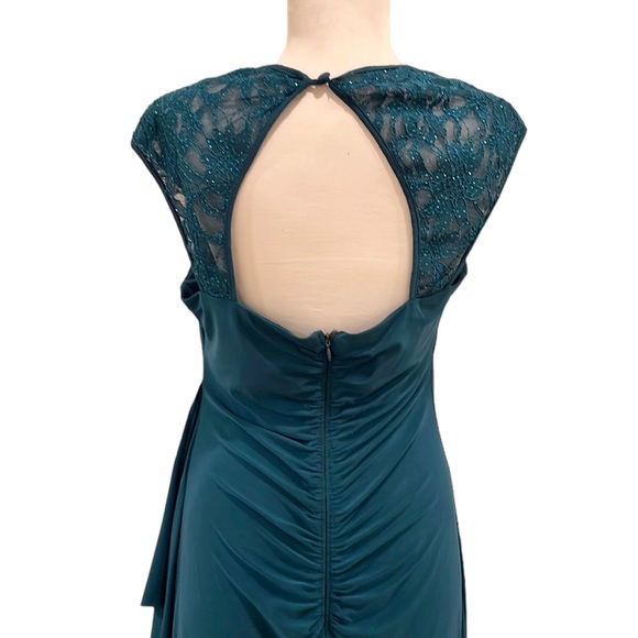 R&M Richard’s Lace Cap Sleeve Green Teal Cocktail Dress - Picture 3 of 14